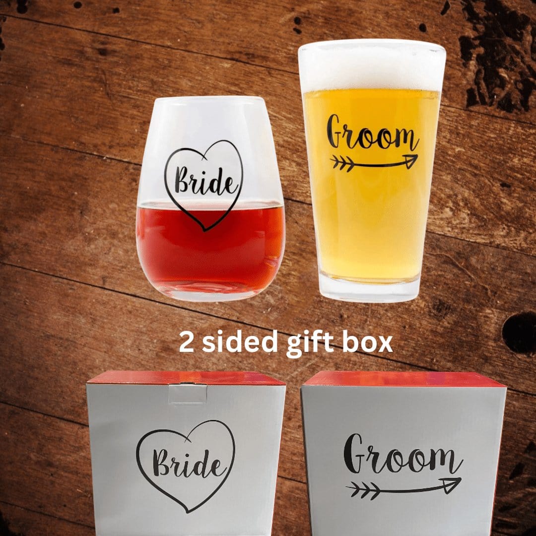 Bride and Groom Boxed Glass Set - The Whiskey Cave