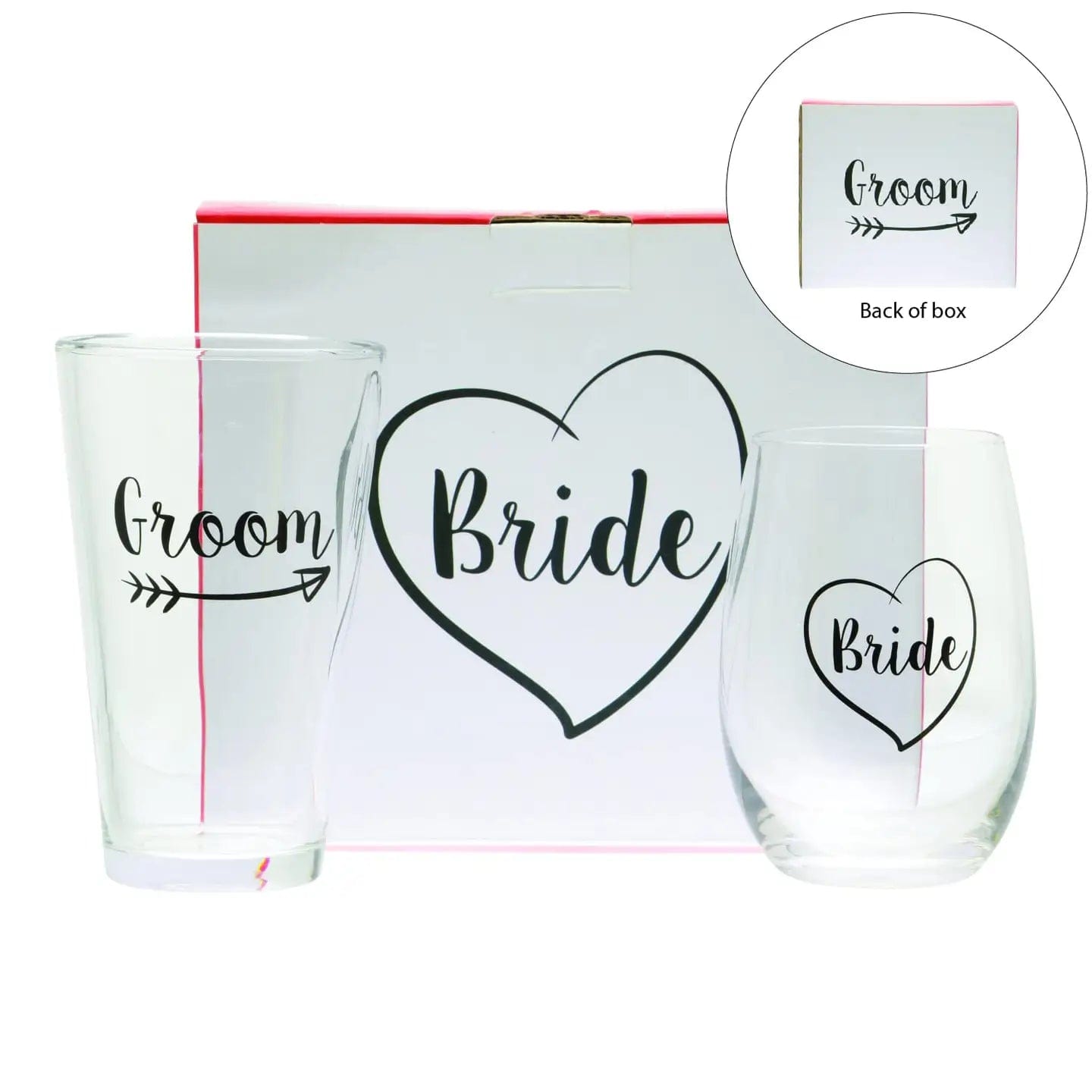 Bride and Groom Boxed Glass Set - The Whiskey Cave