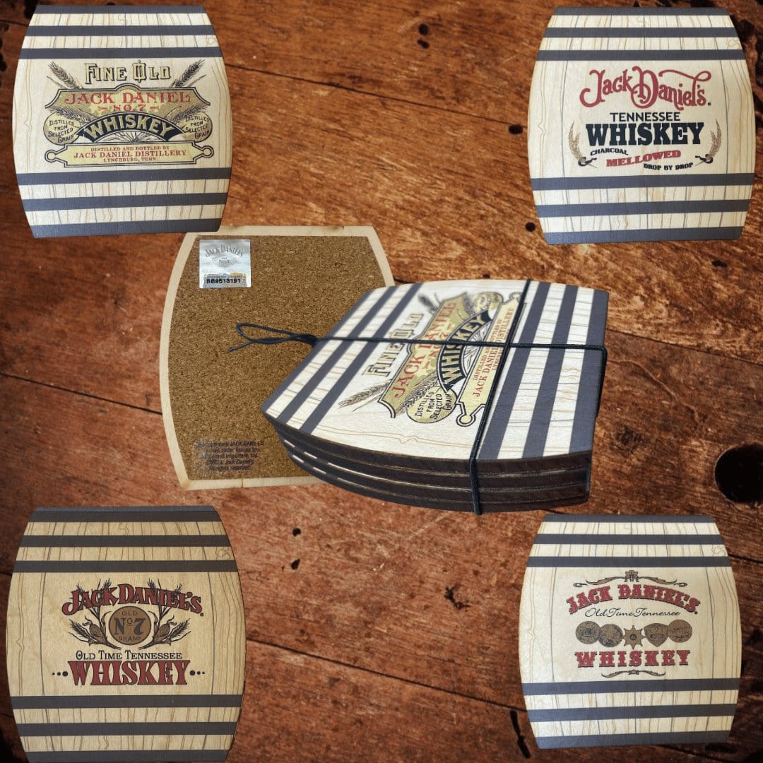 Jack Daniel’s Set of 4 Wood Coaster with Cork Back - The Whiskey Cave