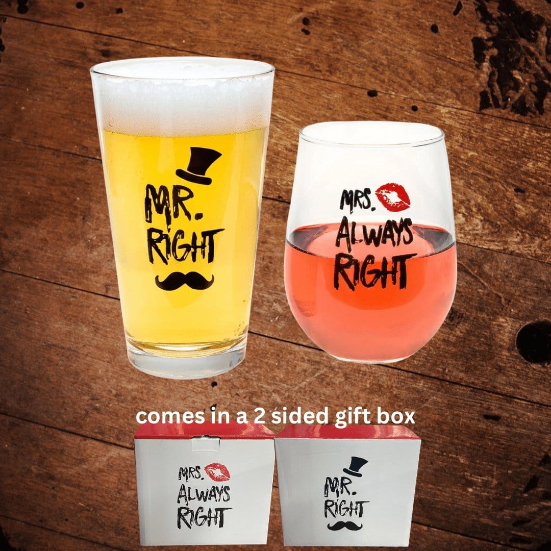 Mr. Right and Mrs. Always Right Glass Set - The Whiskey Cave
