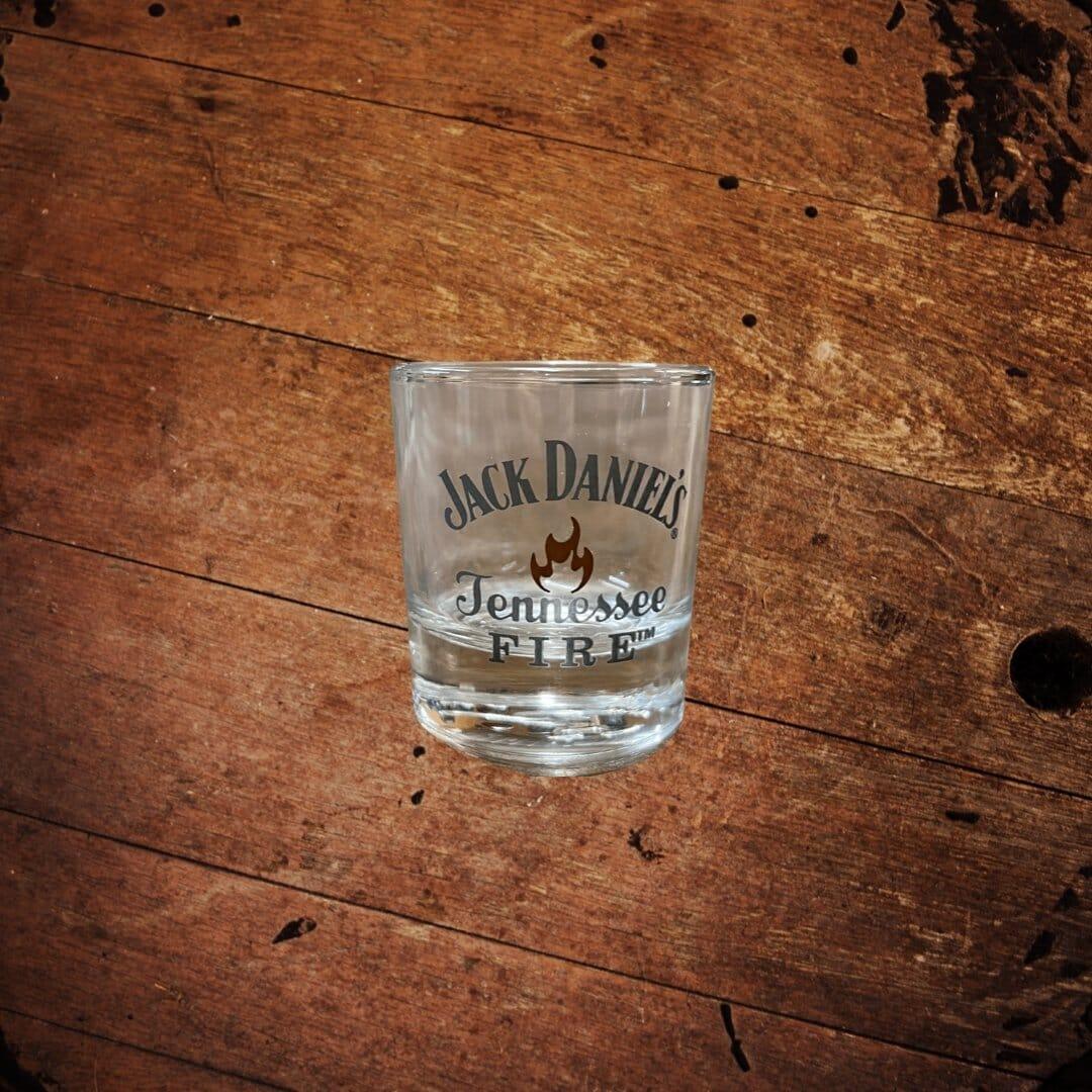 Jack Daniel’s Tennessee Fire Flame Shot Glass Black Lettering - The Whiskey Cave