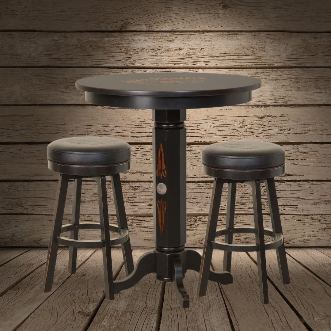 Jack Daniel’s Wood Pub Table and 2 Bar Stools - The Whiskey Cave