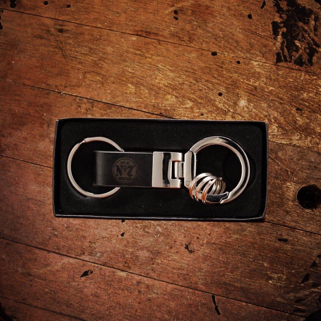 Leather and Chrome Jack Daniel's Key Ring - The Whiskey Cave