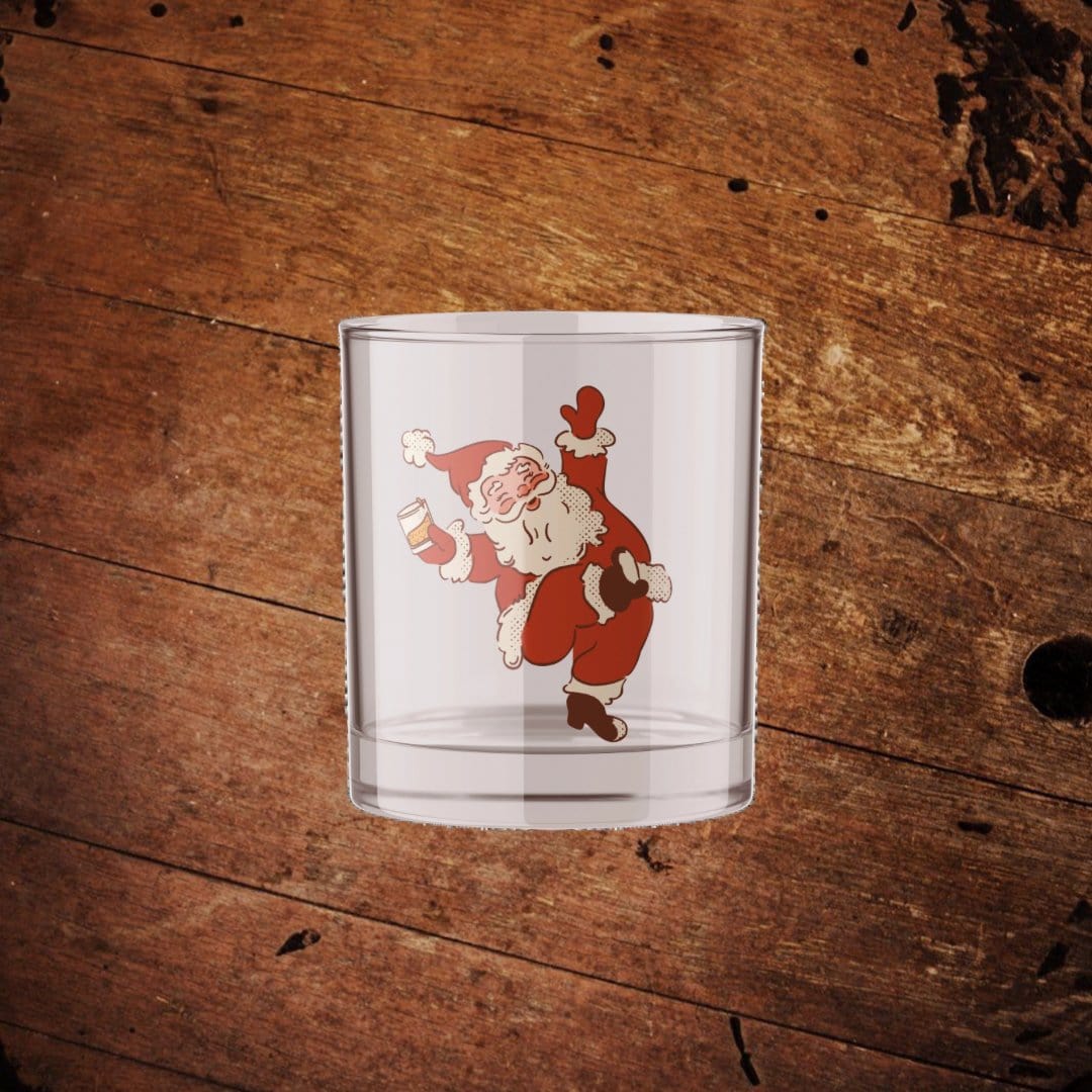Santa with a Whiskey Christmas Rocks Glass - The Whiskey Cave