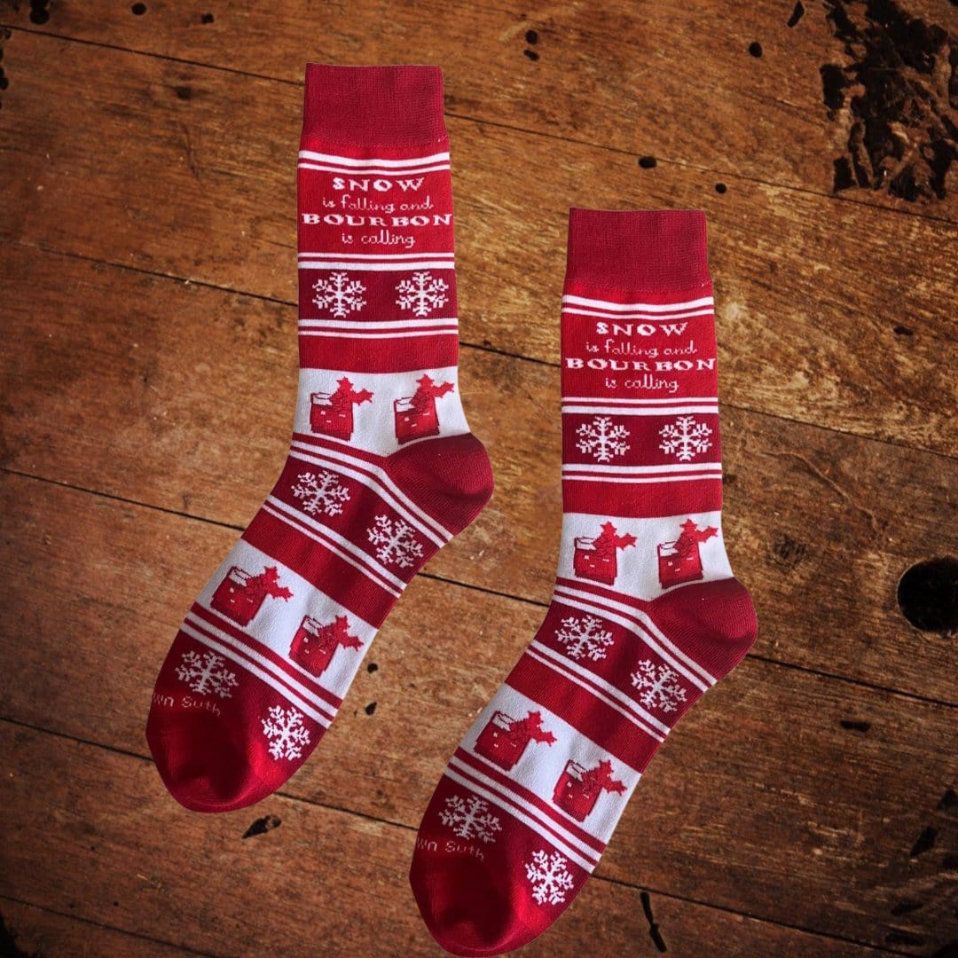 Snow is Falling and Bourbon is Calling Holiday Socks - The Whiskey Cave