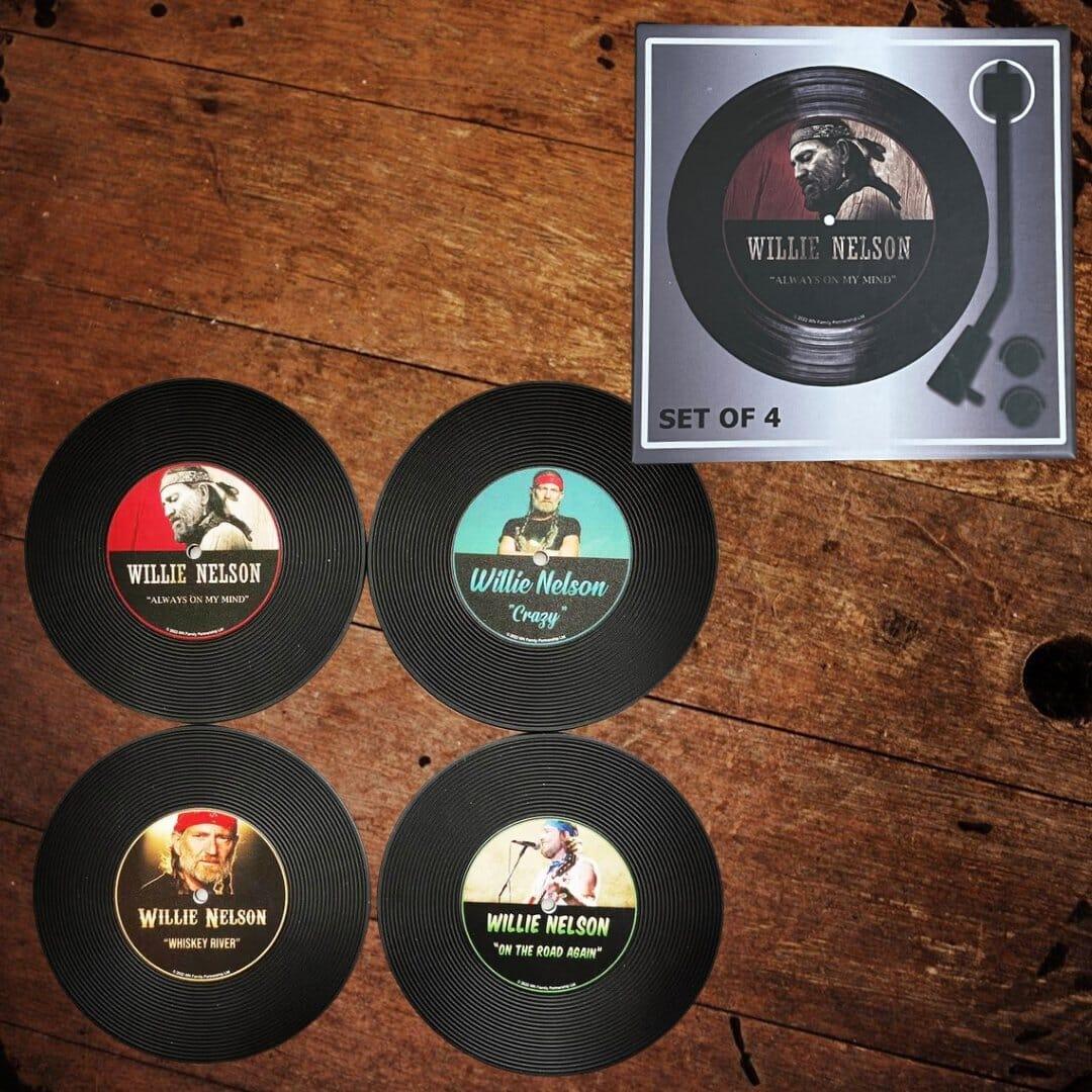 Willie Nelson Set of Four Vinyl Coasters - The Whiskey Cave