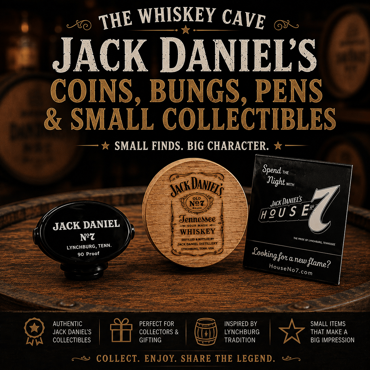 Jack Daniel’s Coins, Bungs, Pens & Small Collectibles