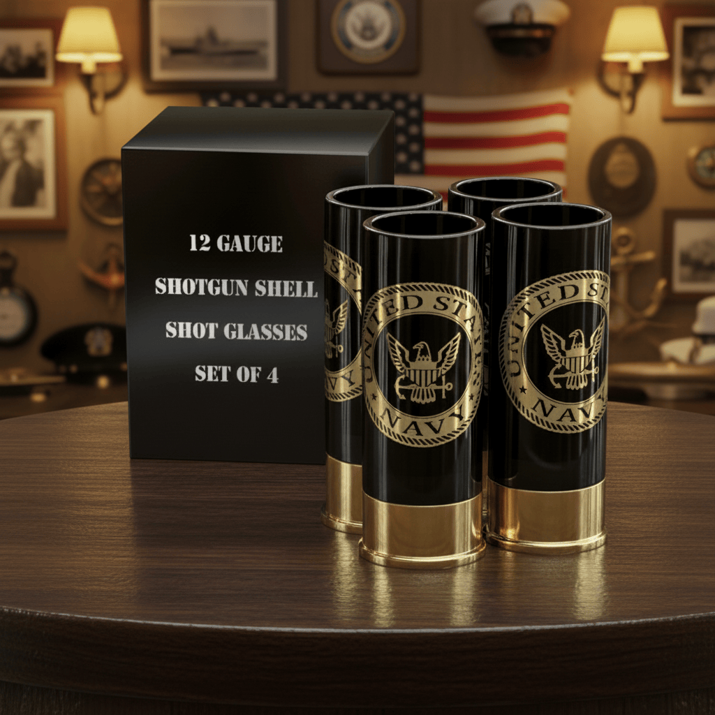 12 Gauge Shot Glasses Boxed Set of 4 Navy