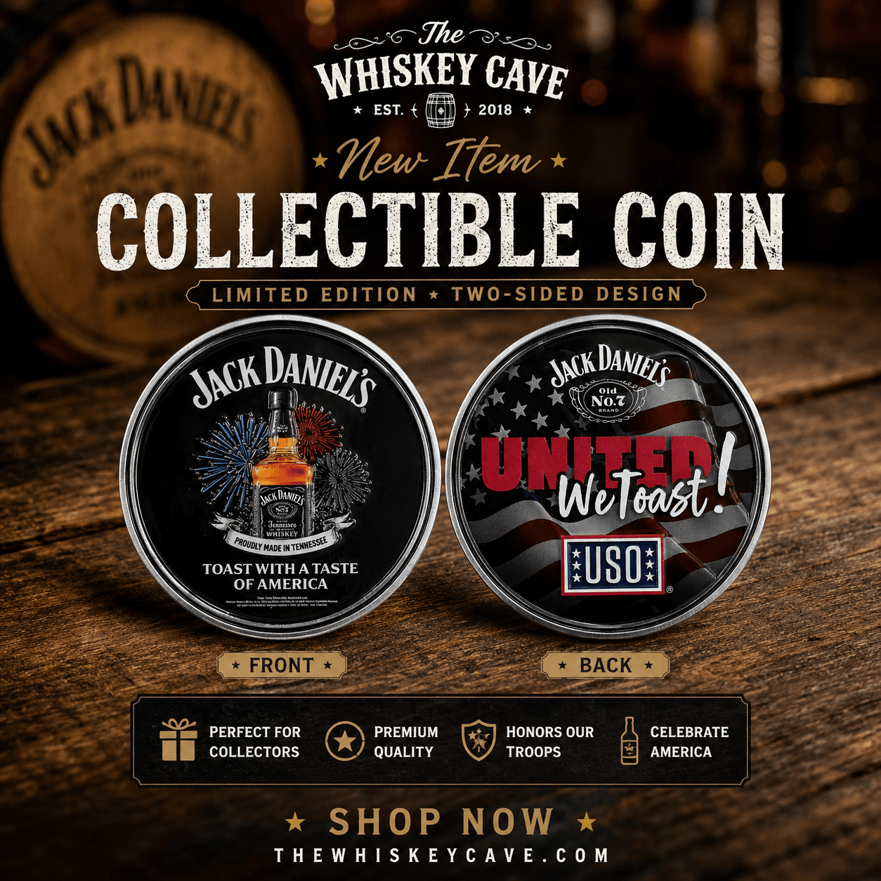 2026 Jack Daniel’s Toast to the Troops USO Coin - The Whiskey Cave
