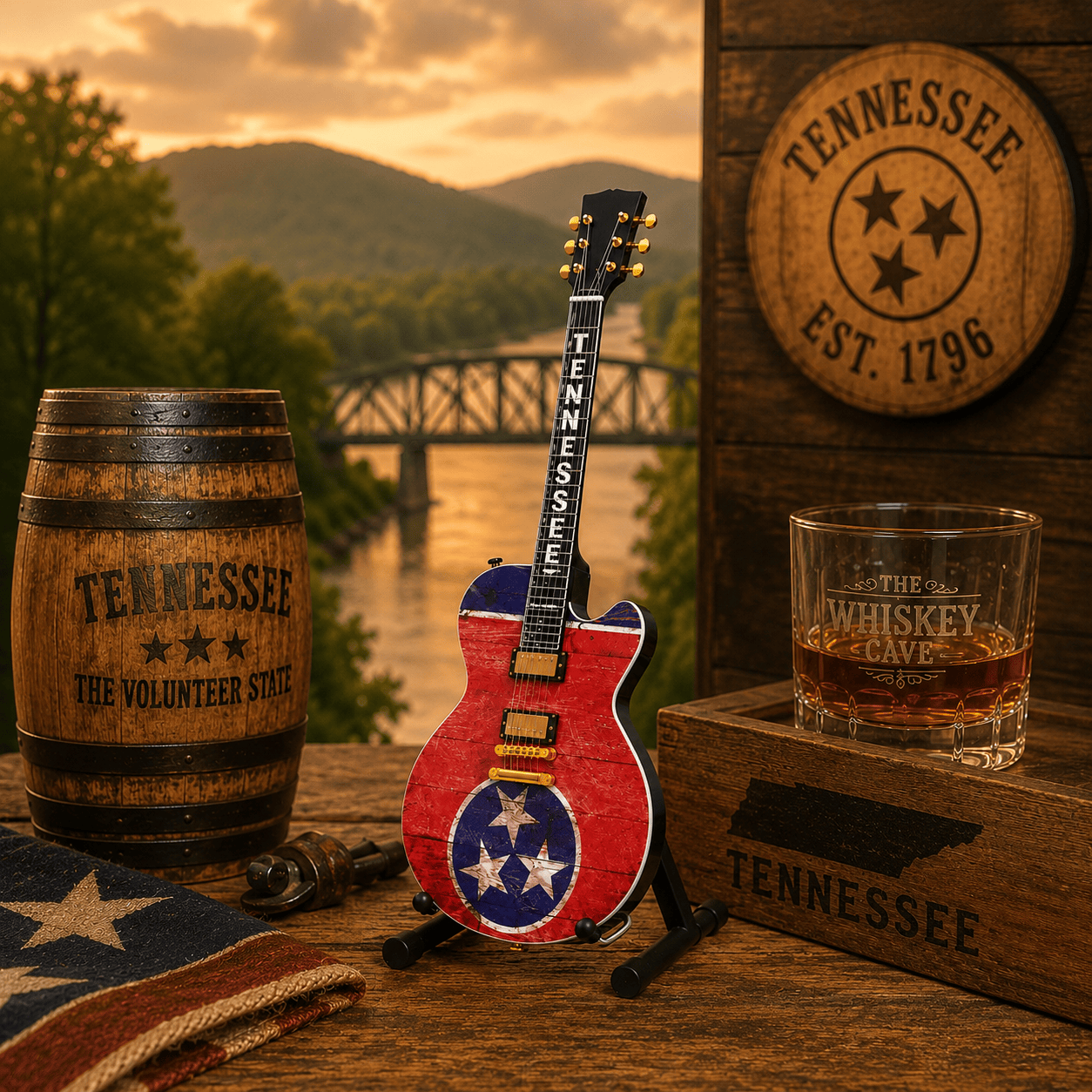 Tennessee Mini 10” Display Guitar with Stand
