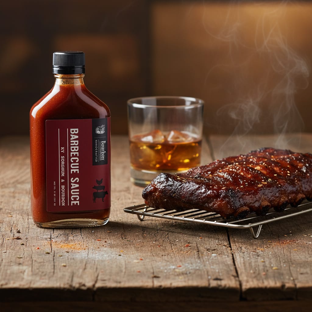 Bourbon Barrel Aged BBQ Sauce made in Louisville Kentucky