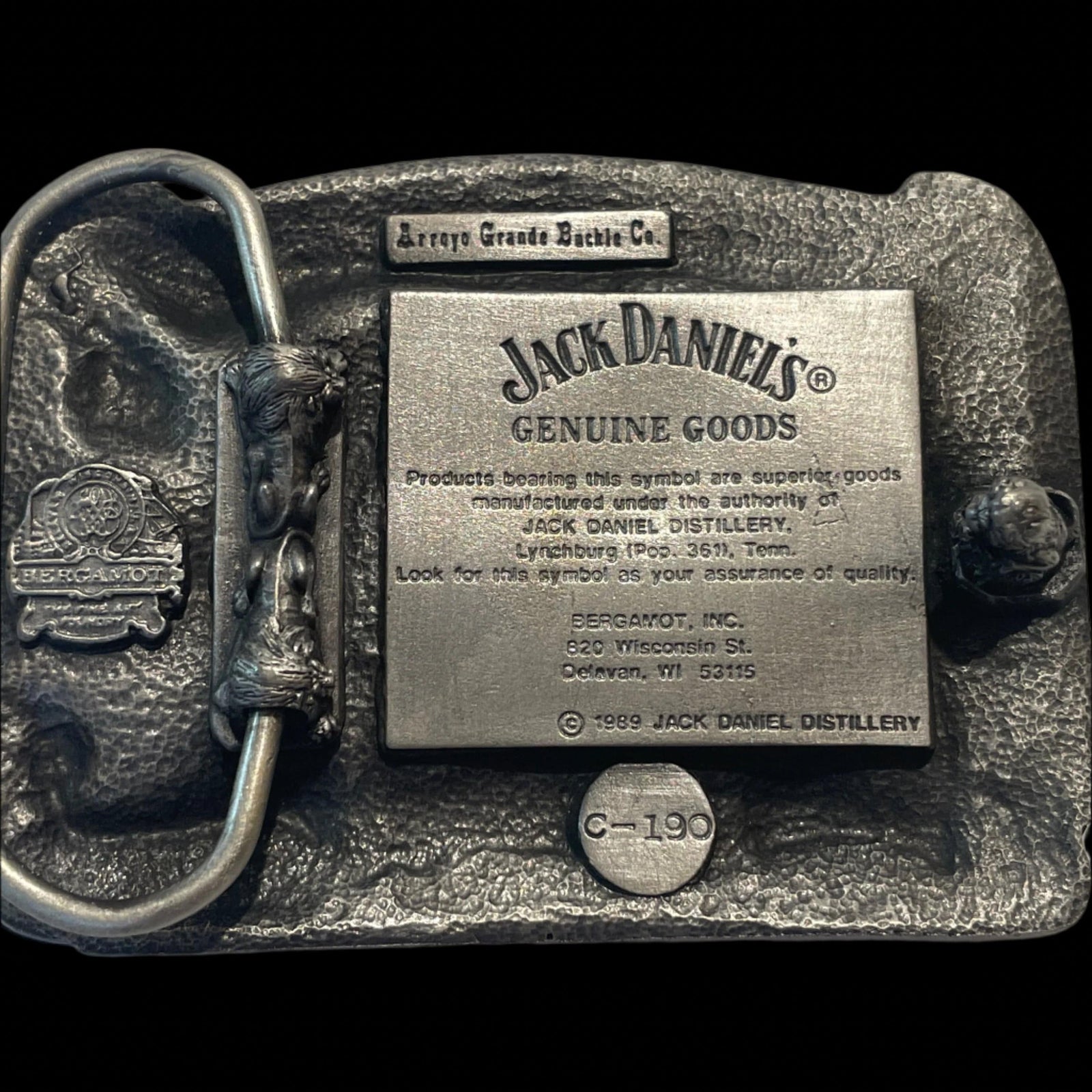 Jack Daniel’s 1989 Metal Enameled Portrait Buckle