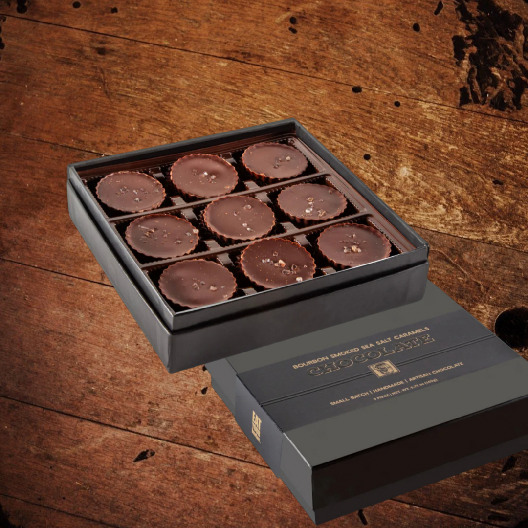 Bourbon Smoked Sea Salt Caramels 9 piece box