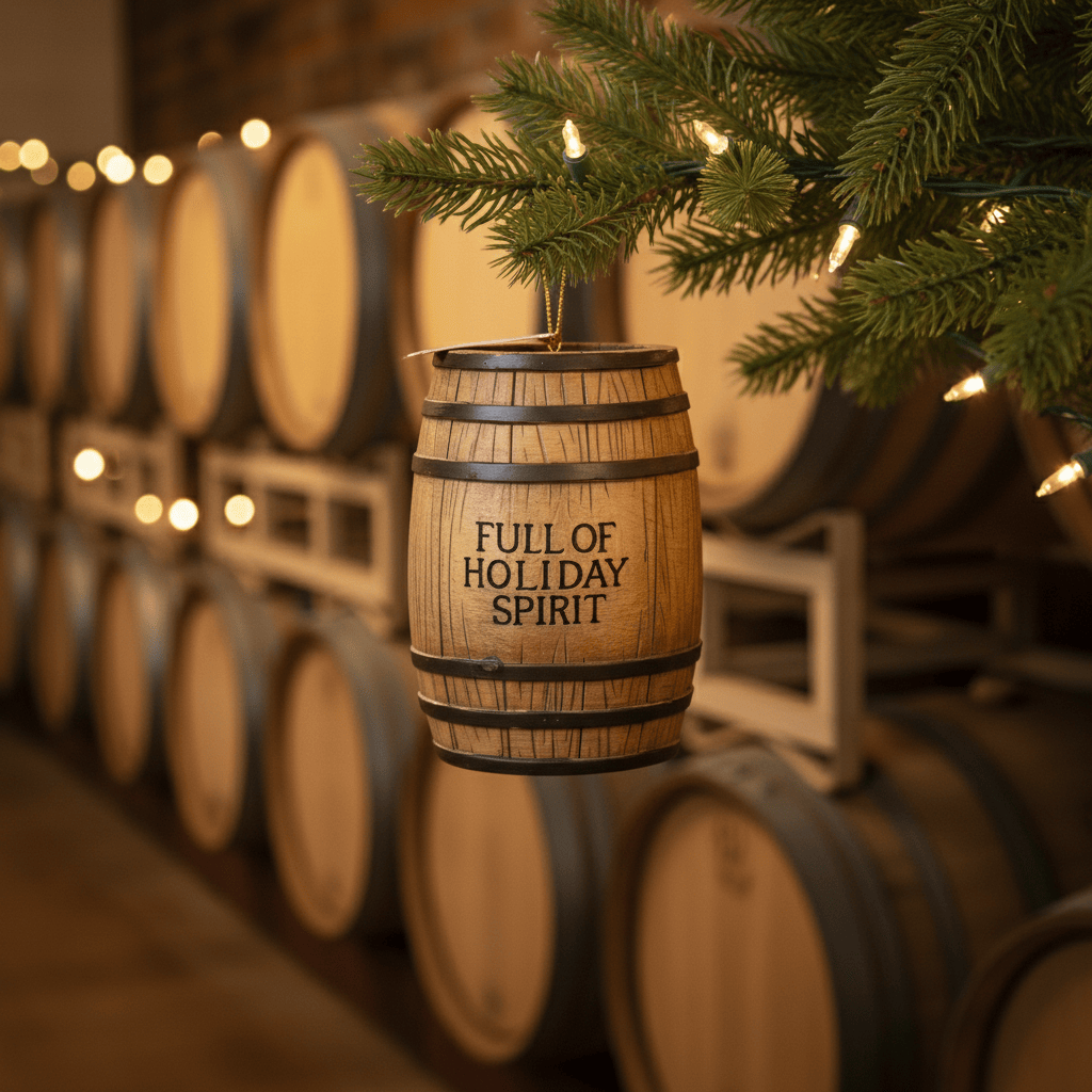 Full of Holiday Spirit Resin Barrel Ornament