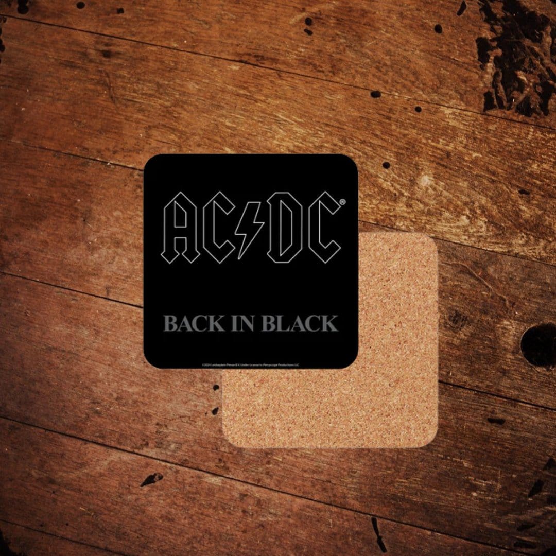 AC/DC Back in Black Cork Back Coaster - The Whiskey Cave