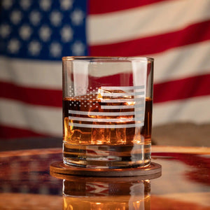 American Flag Etched Rocks Glass - The Whiskey Cave