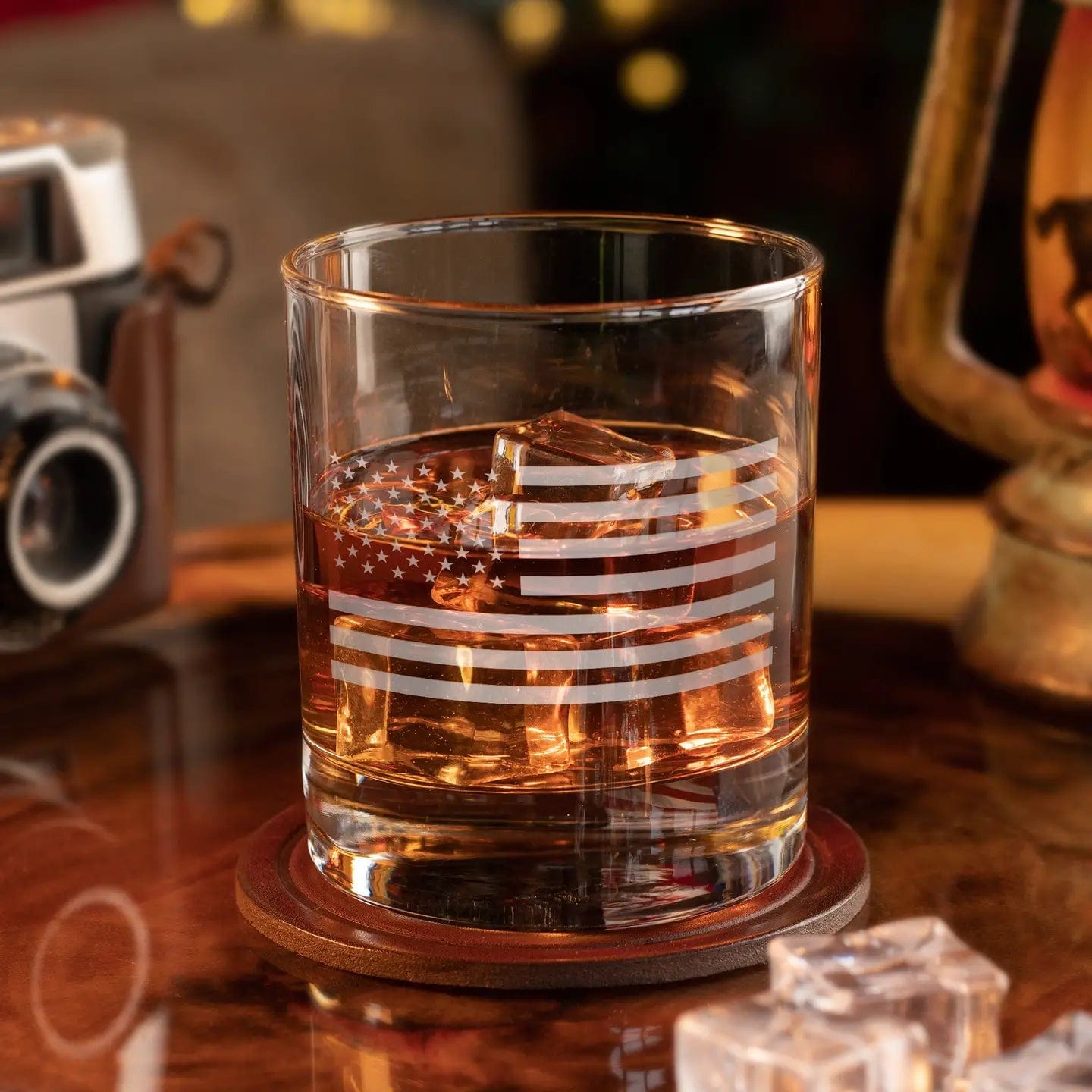 American Flag Etched Rocks Glass - The Whiskey Cave