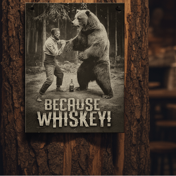 Because Whiskey Aluminum Sign - The Whiskey Cave