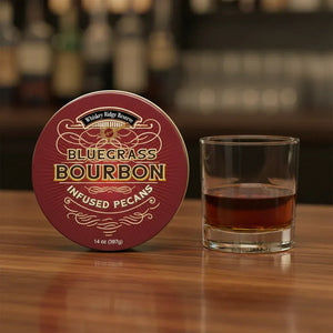 Bluegrass Bourbon Infused Pecans 14 ounce Tin - The Whiskey Cave
