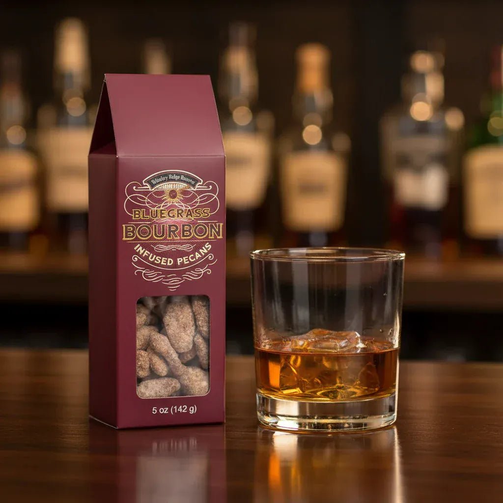 Bluegrass Bourbon Infused Pecans 5 ounce Box - The Whiskey Cave