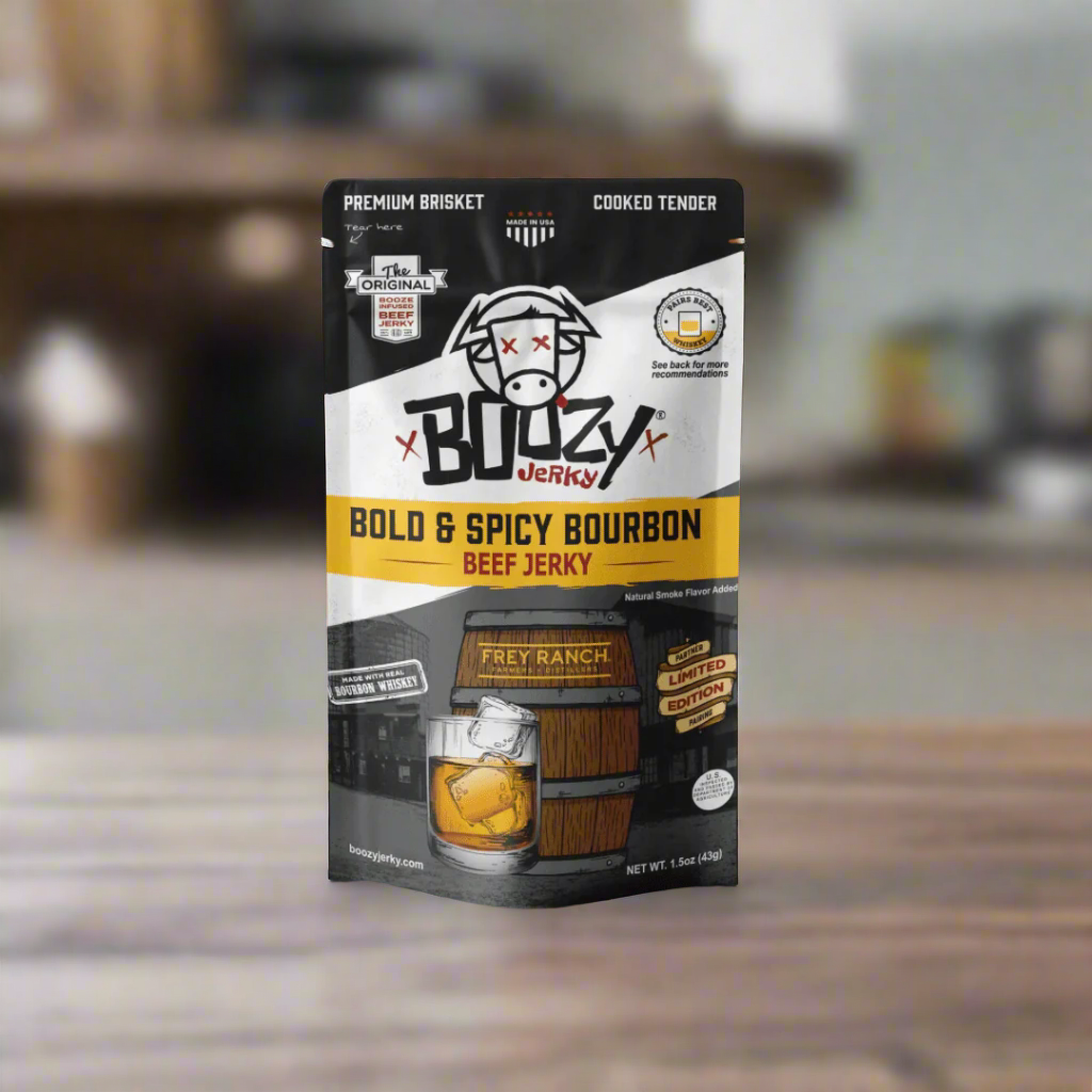 Bold and Spicy Bourbon Whiskey Beef Boozy Jerky 1.5 ounce Bag - The Whiskey Cave