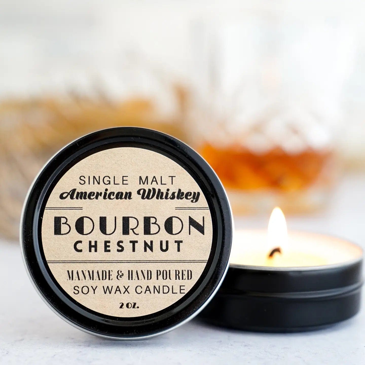 Bourbon Candle Travel Tin - The Whiskey Cave