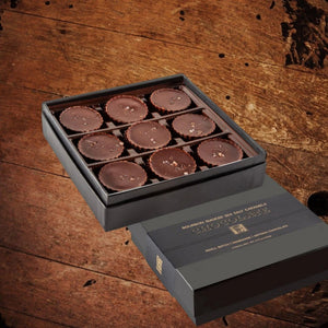 Bourbon Smoked Sea Salt Caramels 9 piece box - The Whiskey Cave