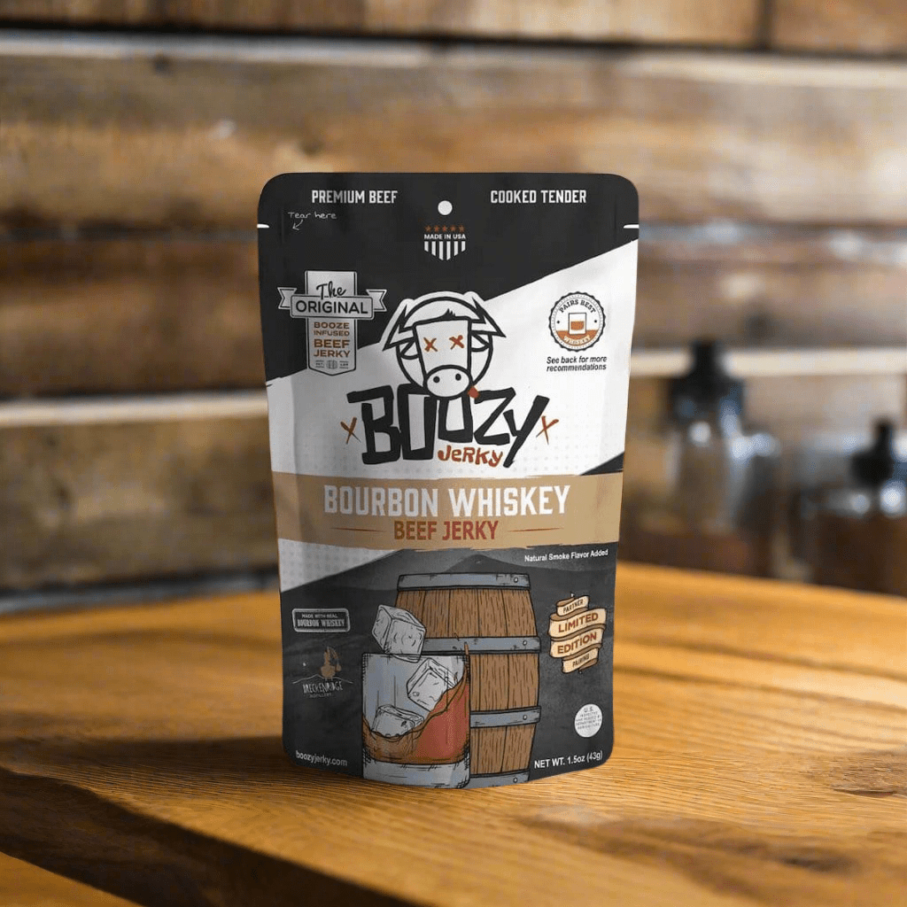 Bourbon Whiskey Beef Boozy Jerky 1.5 ounce Bag - The Whiskey Cave