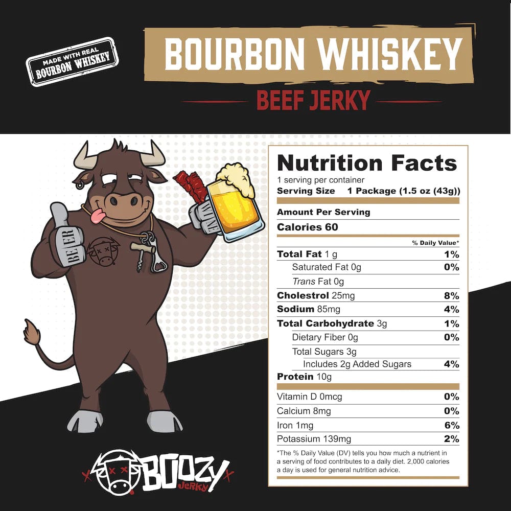 Bourbon Whiskey Beef Boozy Jerky 1.5 ounce Bag - The Whiskey Cave