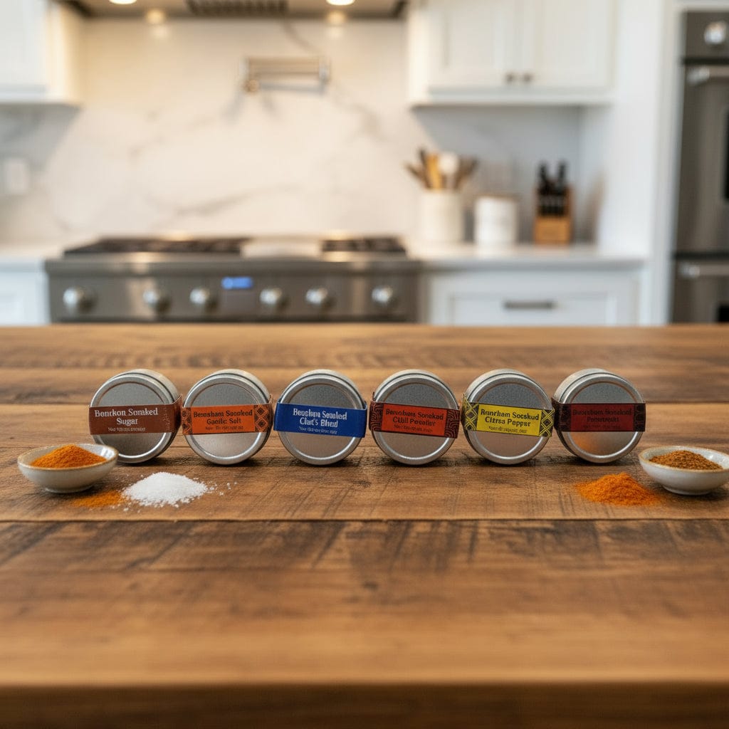 Boxed set of 6 Mini Tins of Bourbon Smoked Spices - The Whiskey Cave