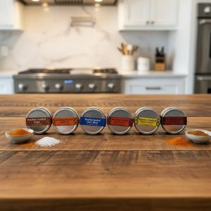 Boxed set of 6 Mini Tins of Bourbon Smoked Spices - The Whiskey Cave