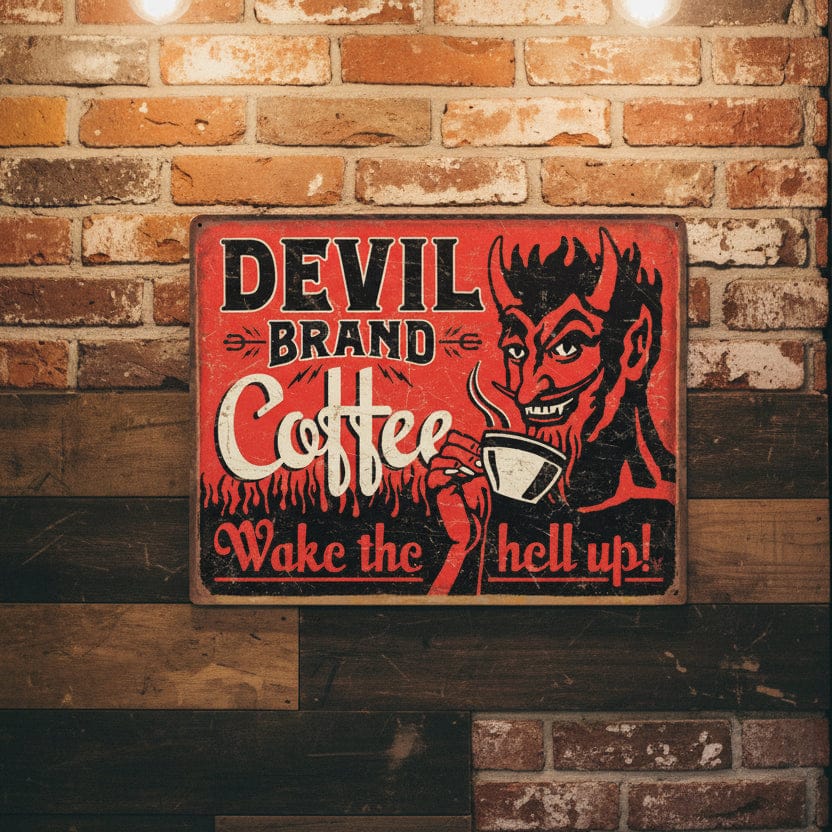 Devil Brand Coffee Metal Sign - The Whiskey Cave