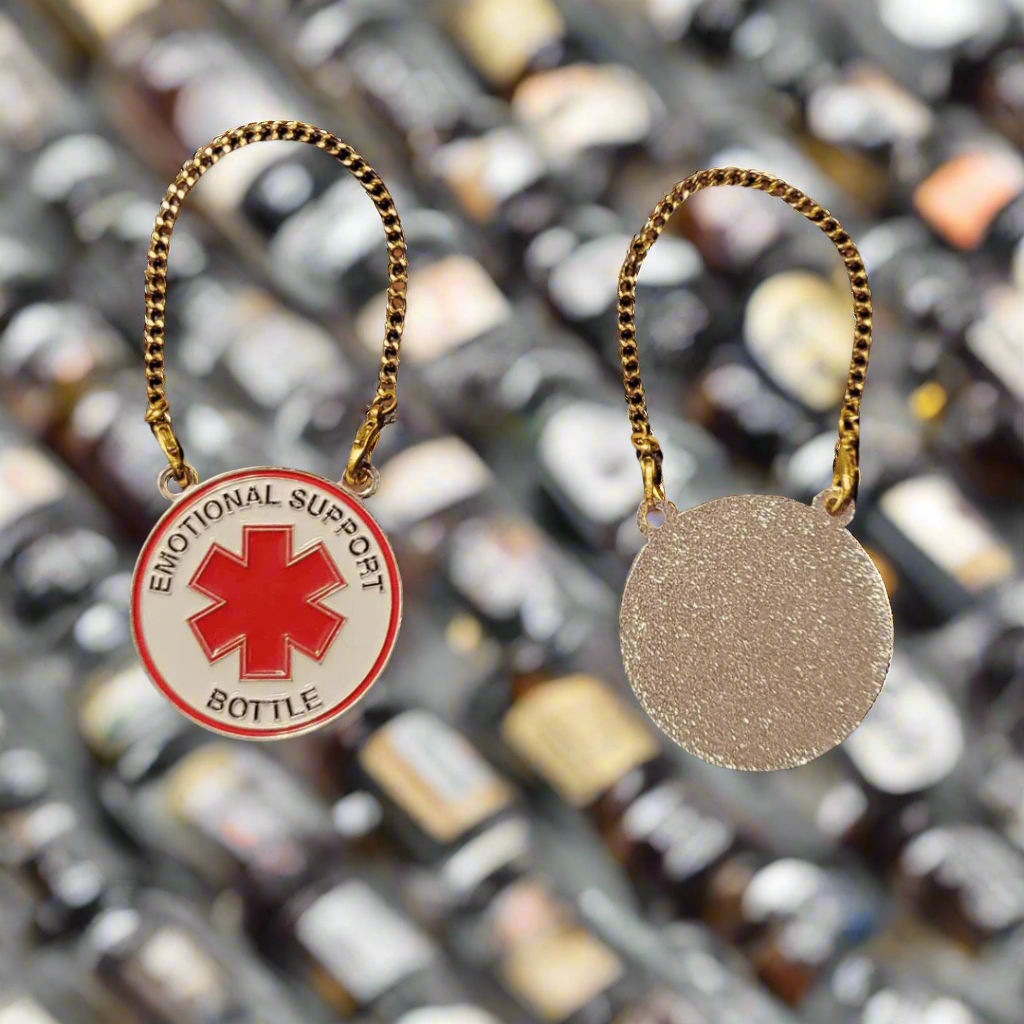 Emotional Support Bottle Metal Enameled Hang Tag - The Whiskey Cave