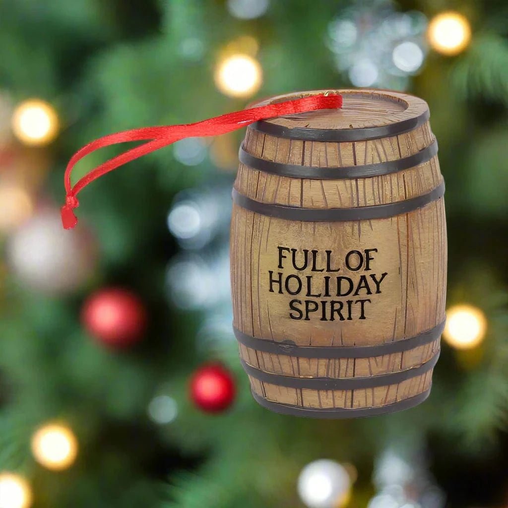 Full of Holiday Spirit Resin Barrel Ornament - The Whiskey Cave