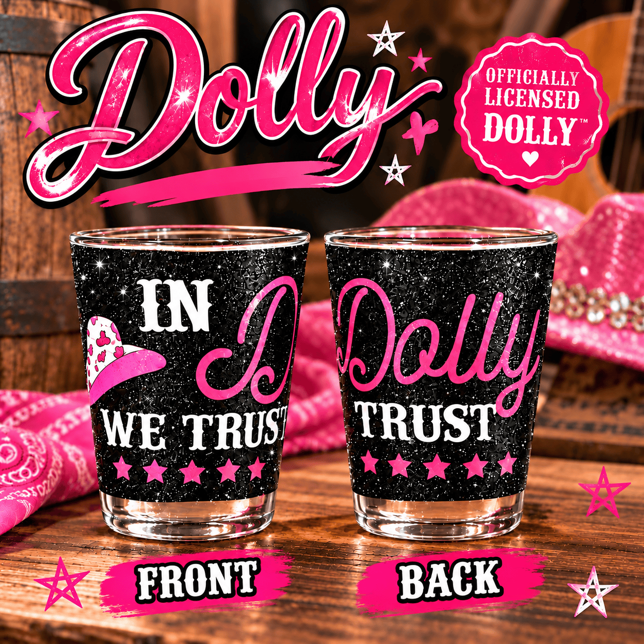 In Dolly We Trust Shot Glass - The Whiskey Cave