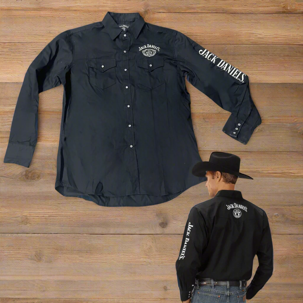 Jack Daniel’s Black Long Sleeve Cotton Shirt - The Whiskey Cave