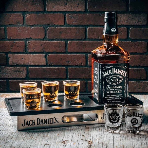 Jack Daniel’s Bottle and Shot Glass Tray Set - The Whiskey Cave