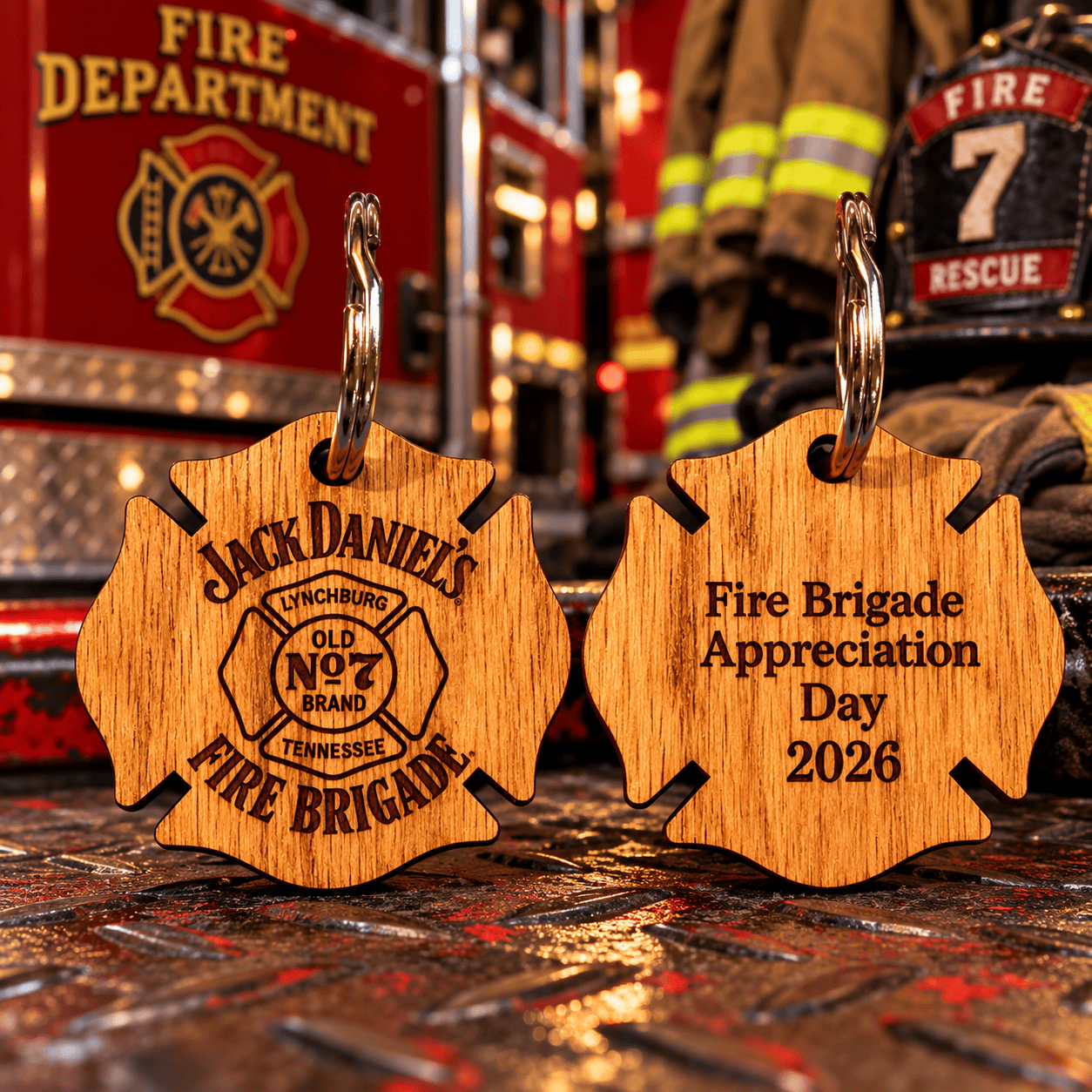 Jack Daniel’s Fire Brigade Wood Key Ring - The Whiskey Cave