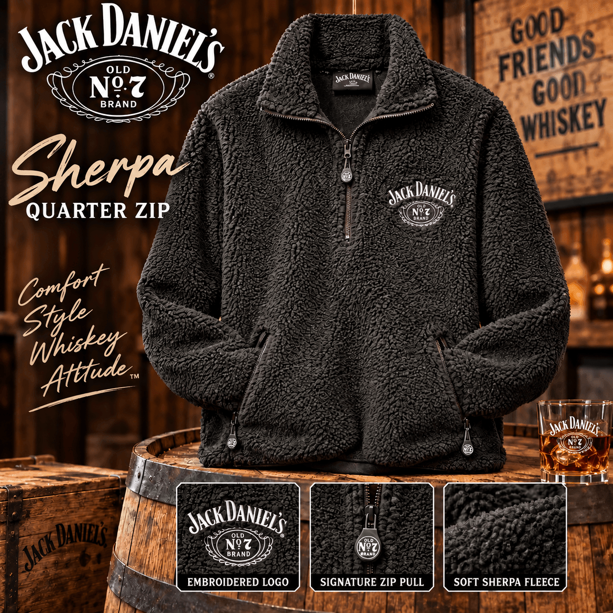 Jack Daniel’s Sherpa 1/4 Zip - The Whiskey Cave
