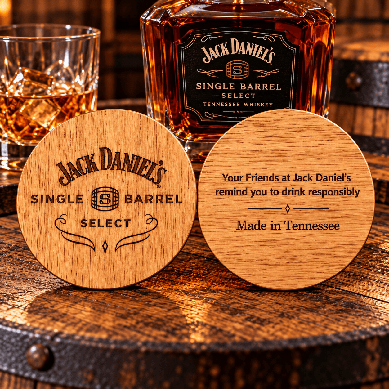 Jack Daniel’s Single Barrel Wood Coaster - The Whiskey Cave