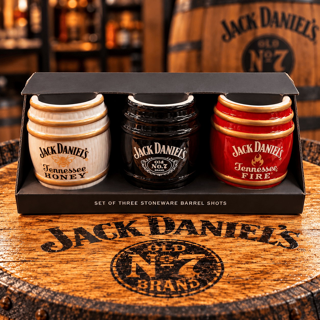 Jack Daniel’s Stoneware Barrel Trio Shot Glasses - The Whiskey Cave