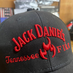 Jack Daniel’s Tennessee Fire Stitched Logo Black Hat - The Whiskey Cave