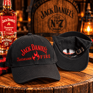 Jack Daniel’s Tennessee Fire Stitched Logo Black Hat - The Whiskey Cave