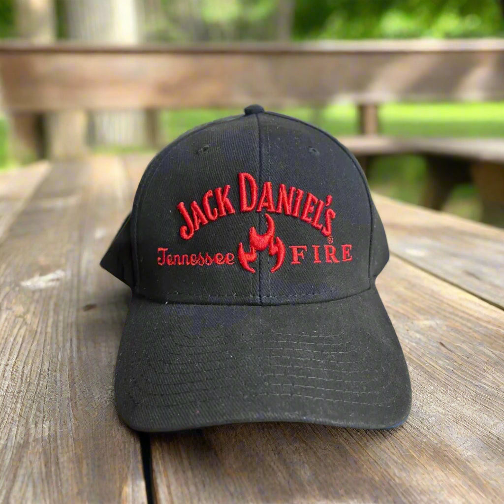 Jack Daniel’s Tennessee Fire Stitched Logo Black Hat - The Whiskey Cave