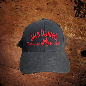 Jack Daniel’s Tennessee Fire Stitched Logo Black Hat - The Whiskey Cave