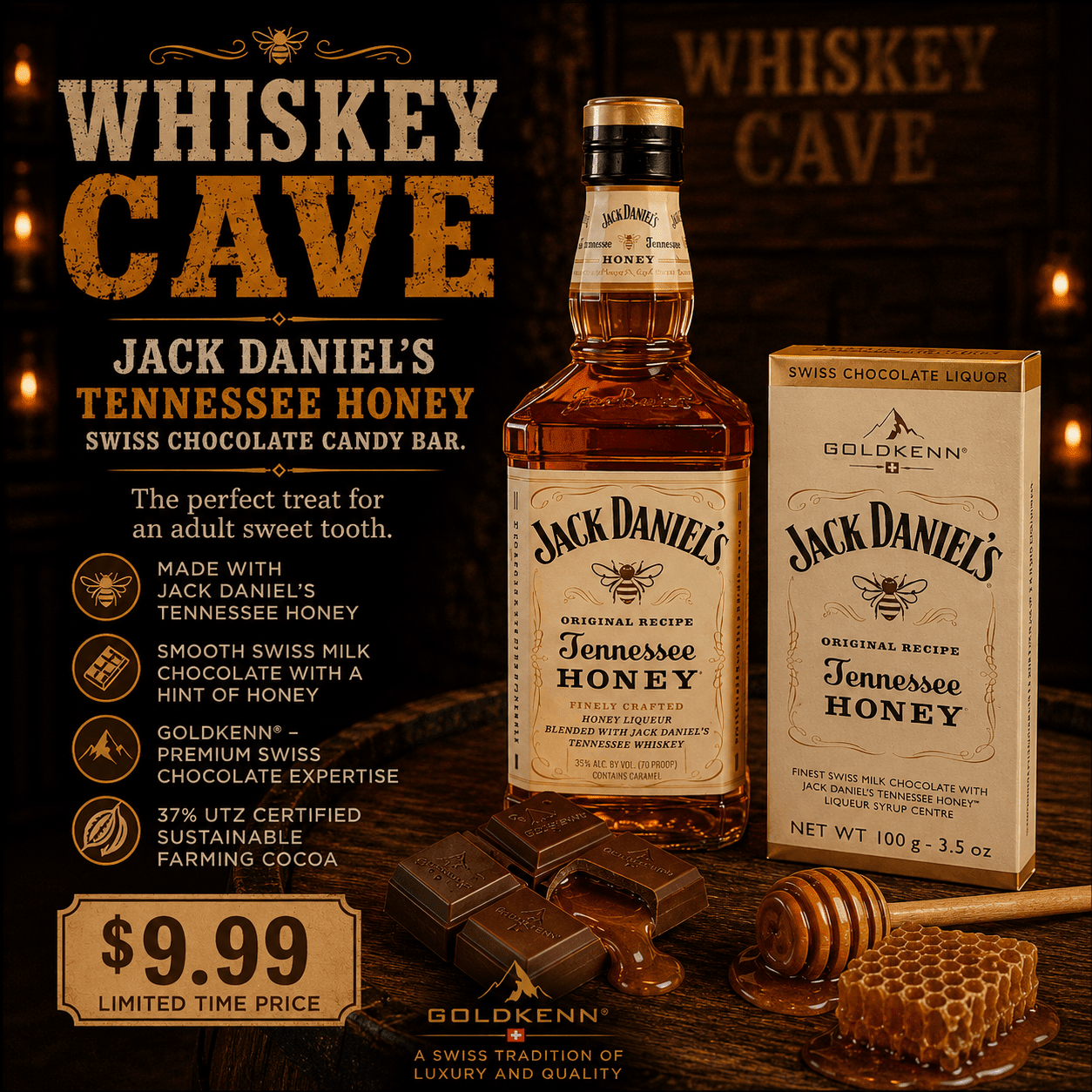 Jack Daniel’s Tennessee Honey Swiss Chocolate - The Whiskey Cave