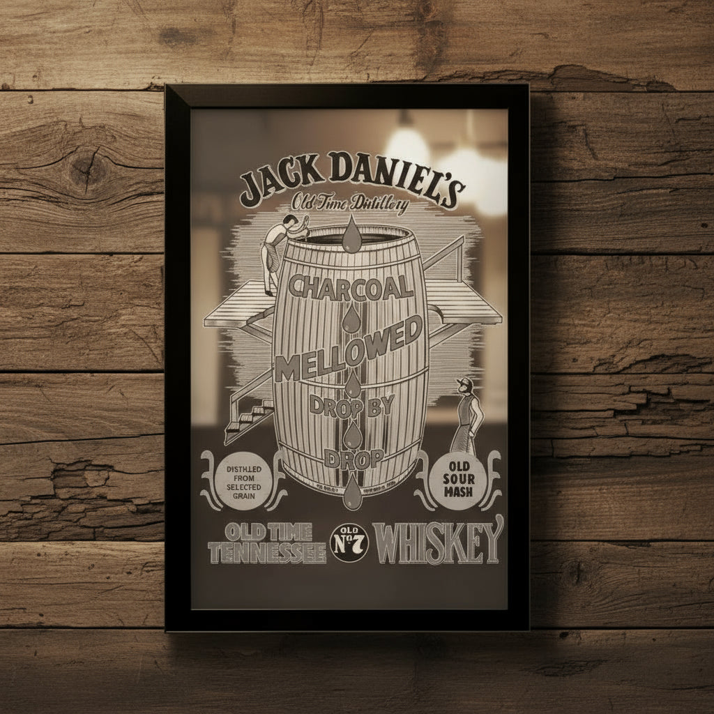 Jack Daniel’s Vintage Barrel Ad Framed Mirror - The Whiskey Cave