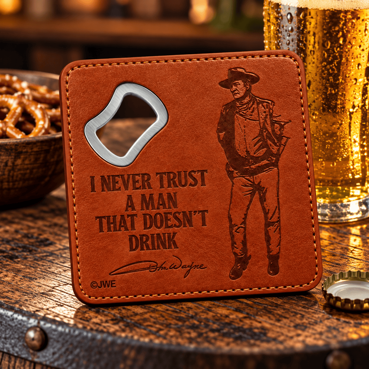 John Wayne Coaster/Bottle Opener - The Whiskey Cave