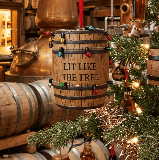 Lit Like the Tree Resin Barrel Ornament - The Whiskey Cave
