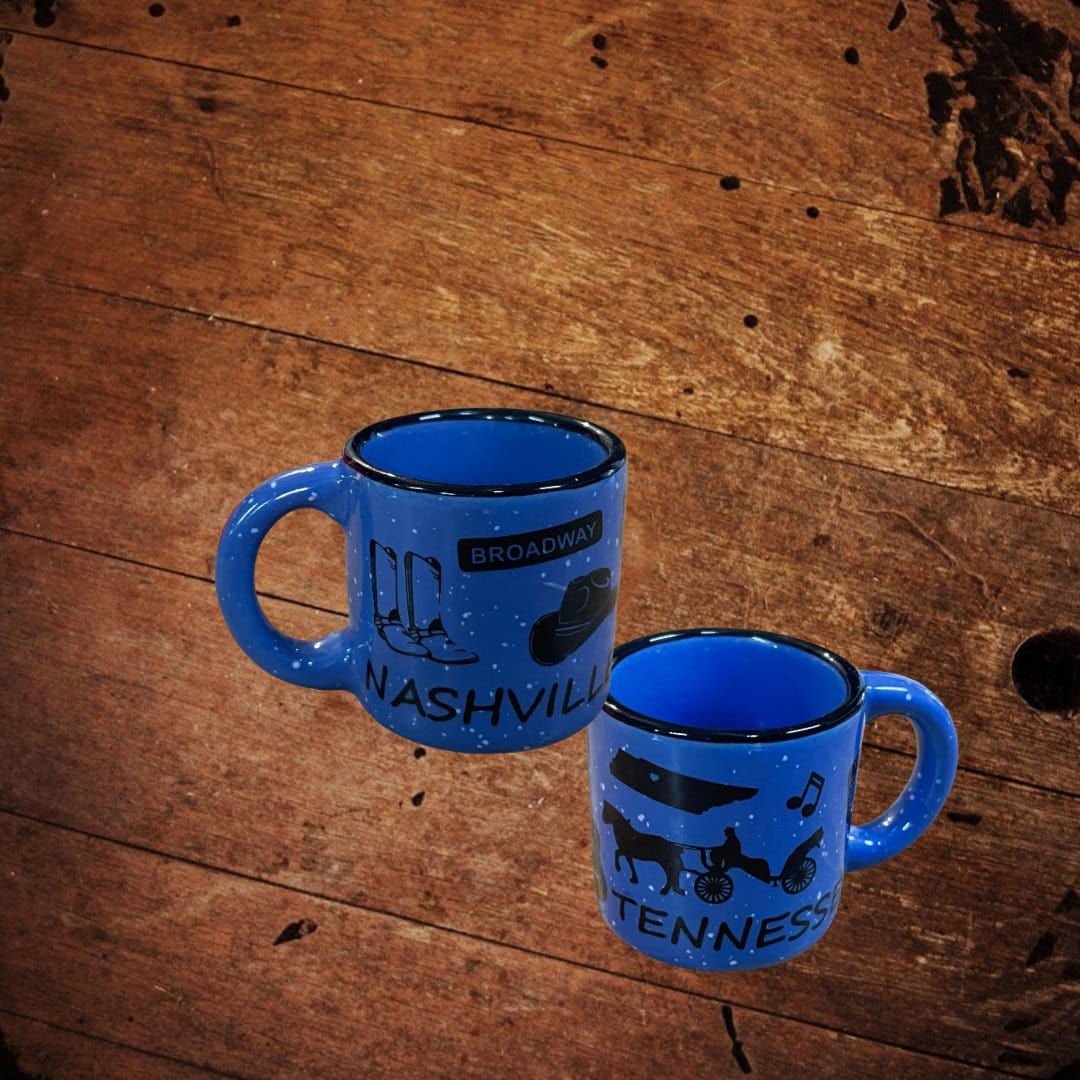 Mini 1/2 Ounce Ceramic Nashville Tennessee Shot Mug Blue - The Whiskey Cave